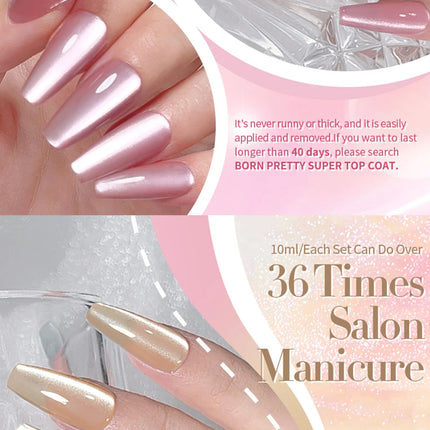 BORN PRETTY Cat Magnetic Moonlight Gel Nail Polish Set 10ml Sparking White Silver Water-light Soak Off UV Gel Nail Art Manicure