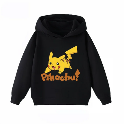 New Arrival Pikachu Print Kids Hoodie, Unisex Boys Girls Clothes, Warm Hooded Sweatshirt for Autumn Winter