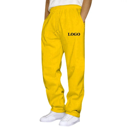 Customized Straight Leg Sweatpants Men Autumn Winter Personality Printed Thicken Jogger Pants Pocket Trousers Streetwear S - 5XL
