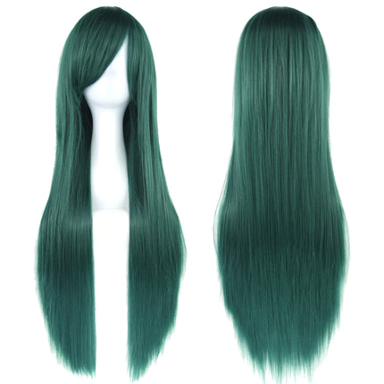 Soowee 80cm Long Synthetic Hair White Purple Cosplay Wigs Party Black Hair Straight Wig Hairpiece for Women
