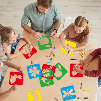 6PCS/Set Drawing Stencils for Kids Washable Reusable  Learning Themed Primary Shape Template for Kid Toddlers Preschool TMZ
