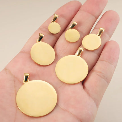 20pcs/lot 304 Stainless Steel Mirror Polished 20mm 25mm Disc Round Tag Pendant for Bracelet Necklace DIY Jewelry Charm