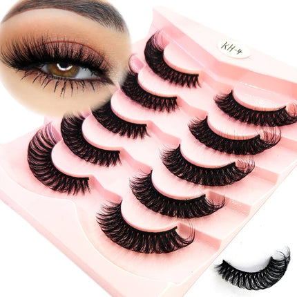 HBZGTLAD 3D natural cat eye fluffy soft cross 5 pairs of comic eyelashes Wispy natural eyelash extension eyelashes