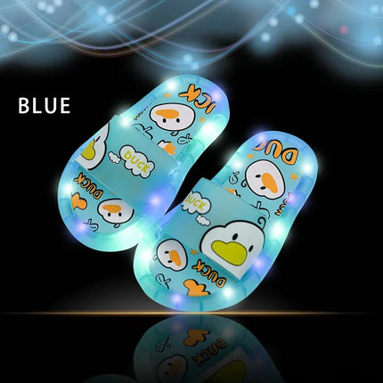 New Cute Luminous Kids Slippers Crystal Shoes Sparkling Lights Boys Girls Will Cartoon Glowing Cute Baby Cool Indoor Outdoor