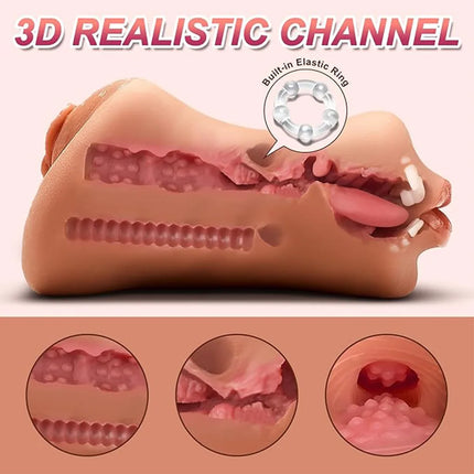3 In 1 Pocket Pussy Male Masturbator Adult Sex Toy For Men Penis Stimulation Blowjob Stroker Tight Anus