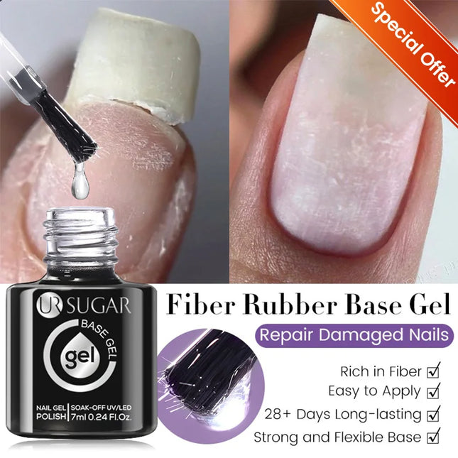 UR SUGAR 7ml Pink Nude Natural Rubber Base Gel Nail Polish Semi Permanent Chrome Sequins Soak Off Construction UV Gel Varnish