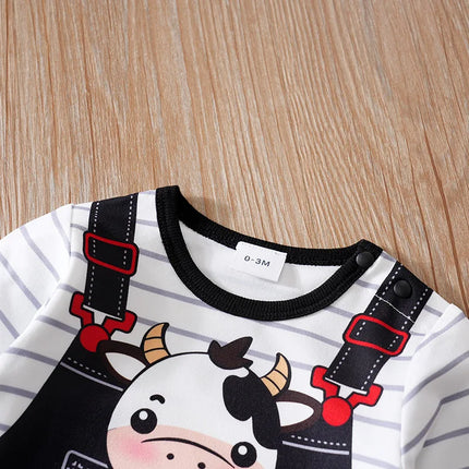 Baby Clothes Cute Cartoon Cow Print Comfortable And Soft 0-18 Boys And Girls Spring And Autumn Long Sleeved Baby Jumpsuit