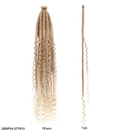 Braids Hair 24Inch Single Dreadlock Extension Reggae Style Faux Locs with Highlight Strands Hand Crocheted Synthetic Dreadlocks
