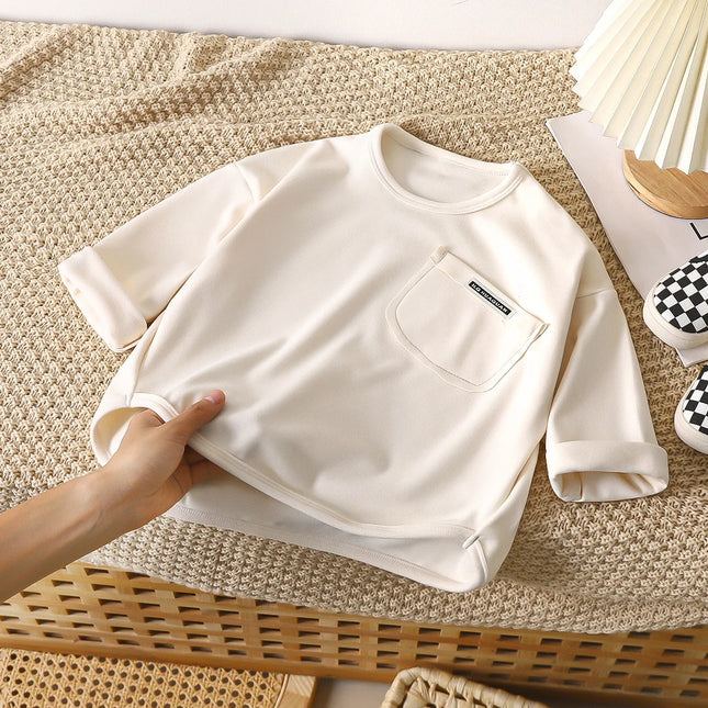 1-10Y Children's T-shirt Korean Kids Simple Long Sleeved Base Shirt Baby Boys and Girls 2025 Autumn Winter New Baby Loose Tops