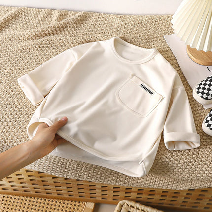 1-10Y Children's T-shirt Korean Kids Simple Long Sleeved Base Shirt Baby Boys and Girls 2025 Autumn Winter New Baby Loose Tops