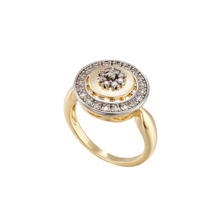 Retro disc design two-color set earrings ring copper plated 14K gold luxury fashion festival party banquet women's jewelry