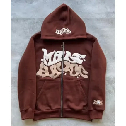 2026 European and American Fashion Fleece Print Zippered Hooded Sweatshirt for Men and Women, Casual Multi-Functional Sports Top
