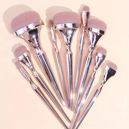 9pcs Rose Gold Makeup Brush Set Eyeshadow Blush Highlighter Foundation Concealer Blending Brush Fluffy Women Beauty Tool