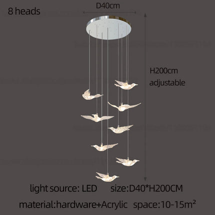 Led Bird Pendant Lamp Home Decoration Lighting Hanging Lamp Design Loft Living Room Showroom Apartment Ceiling Villa Chandelier
