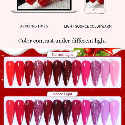 LILYCUTE 7ml Water-based Nail Polish Red Glitter Sequins Long Lasting Quick Drying No Need of Lamp to Cure Vernis for Nails