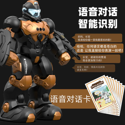 Kids Intelligent Voice Dialogue Robot 2.4G Remote Control Gesture Sensing Programmable Electric Police  Toy For Boys Girls