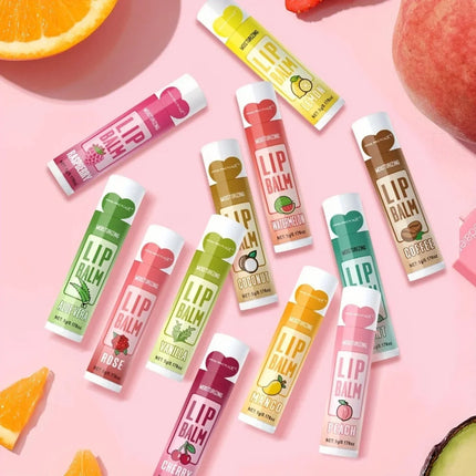 12PCS Moisturizing Fruit Flavor Color Lip Balm Set Hydrating Nourishing Lipstick Set Cracking Lip Care long-lasting moisturizing