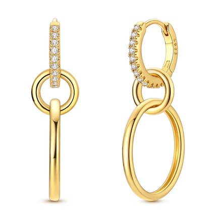 Women original 925 Silver Golden Glowing Firefly Stud Earring Bilayer Round Droplets Heart Gold Hoop Earrings Party Jewelry Gift
