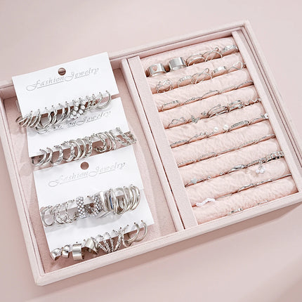 67 Pcs/Set Boho Style Metal Earrings Necklaces Rings Bracelets Multi Piece Jewelry Set For Women Daily Wear New 2024 Fashion