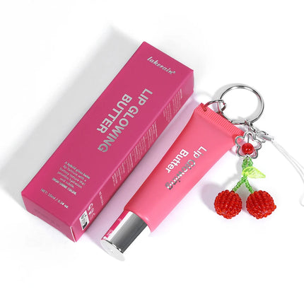 Lakerain Lip Gloss Butter Lip Balm Moisturizing Lip Balm Lip Gloss With Pendant Silver Chain Cherry Easy to Carry Lip Gloss