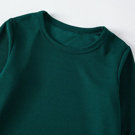 Children's Autumn Solid Color Simple Versatile Long-Sleeve T-shirt Boys' Casual Sports Shirt Girls' Fashion Round-Neck Sweatshirt