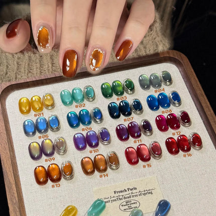ZH Autumn And Winter Nails Toe Selling Whitening Glass Bead Cat Eye Gel Nail Polish Black Nails Nail Art Grey Cat Eye Nail Glue