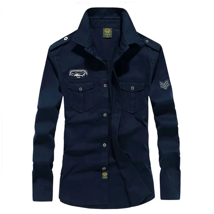 2025 New Men's Spring Cotton Casual Shirt Military Tooling Oversize Loose Long Sleeve Cargo s Male High Quality Solid Clothing