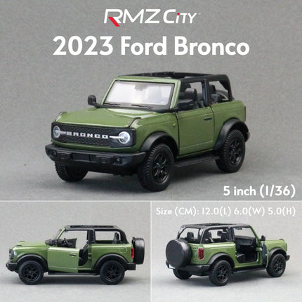 1/36 Ford Bronco SUV Off-Road Toy Car Model For Children RMZ CiTY Diecast Miniature Pull Back Collection Gift for Kid Boys