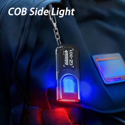 Multifunctional Mini COB LED Keychain Flashlight USB Rechargeable Hat Clip Lamp Work Light Keyring Camping Walking Pocket Lamp