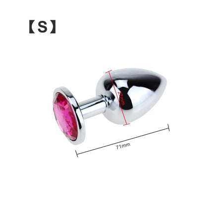 Metal anal plug sex toy round anal trainer gemstone anal massage adult products suitable for gay or male and female masturbation