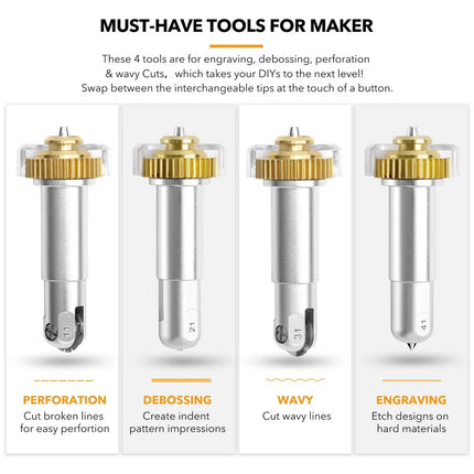 Engraving Tip Wavy Blade Basic Perforation Blade Fine Debossing Tip with Housing Compatibale with Maker/Maker 3/Maker 4 Machine