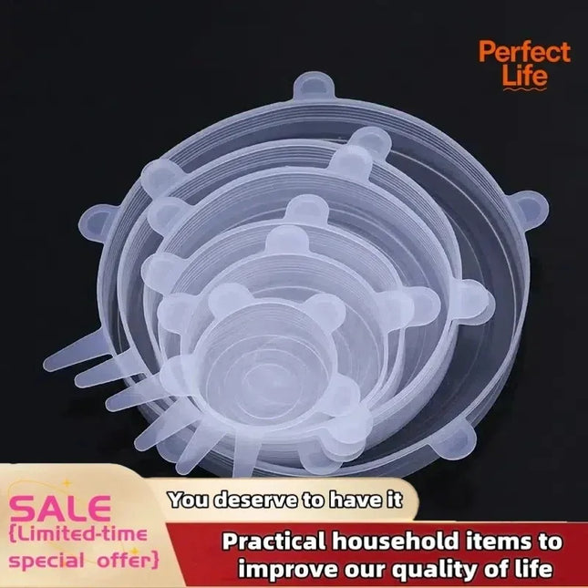 6pcs silicone lid Reusable Silicone Stretch Lids For Food Bowls - Multifunctional Fruit And Vegetable Fresh-Keeping Cover
