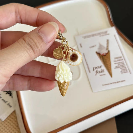 1PC Creative Unique Doughnut Bread Coffee Phone Charm Strap Pendant Lanyard Simulated Food Toys Keychain Bag Accessories Gift