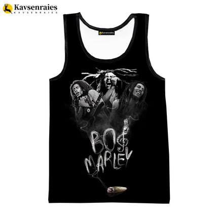 2023 New Fashion Bob Marley Tank Tops 3D Printed Graphic Polyester Sleeveless Shirts Men Hip Hop Harajuku Streetwear T-shirt
