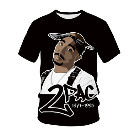 Rapper Tupac 2pac 3D Print Summer Fashion Men's T-shirt  Clothing Casual Short Sleeve T-shirt for Cool Men Tops Tees Clothes