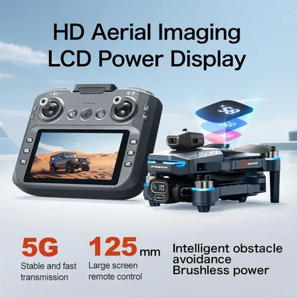 Drone 4K HD GT8 Camera Obstacle Avoidance Aerial Photography Brushless Drone with Screen Foldable RC Drone Quadcopter RTF