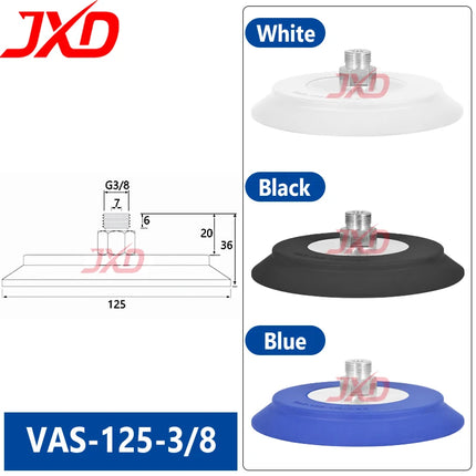 JXD Vacuum Suction Cup for Industrial Manipulator: VASB-30-1/8, Silicone Suction Nozzle VAS-15-1/8, Metal Fitting Suction Cup