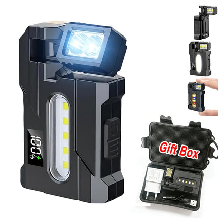 EDC Mini LED Flashlights Rechargeable Magnetic Torch Clip-On EDC Handheld Work Light for Hiking Camping Dog Walking Emergencies