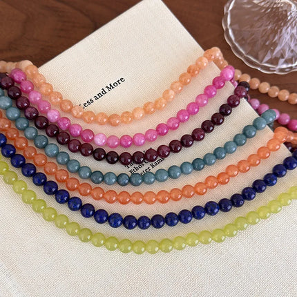 Trendy Simple Colorful Natural Stone Bead Choker Necklace 2026 Fashionable Aesthetic Accessory Accessories For Women