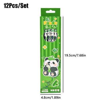 12Pcs/Set Cute Panda Pencil Wood Stationery Drawing Pen Cartoon Pattern Sketch Pen for Student