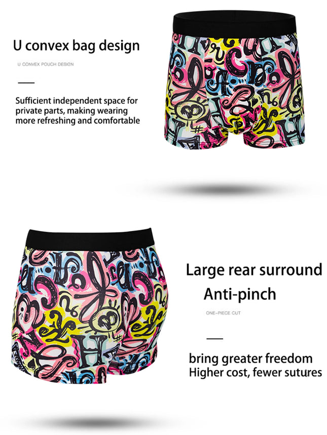 10-pack fashionable men's boxer shorts, comfortable, soft, fashionable, printed, casual and versatile men's underwear