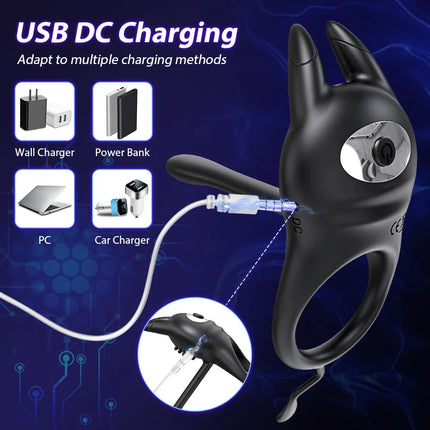 Vibrating Cock Ring for Men Penis Ring Vibrator Ejaculation Delay Chastity Cage Glans Clitoris Stimulator Sex Toy for Couples