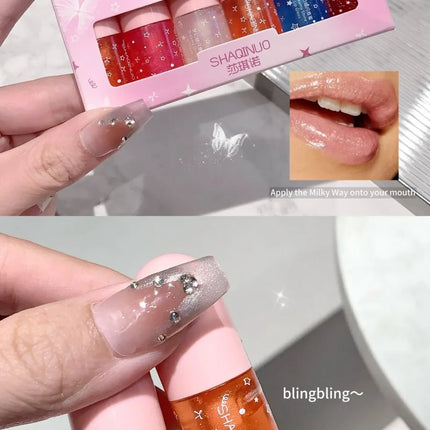 Shimmery Glitter Moisturizing Lip Gloss Set 6 Colors Highly Pigmented Fine Shine Long Wear Cute Lipgloss Set