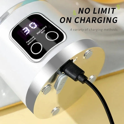 Portable Cordless USB Rechargeable Electric Juicer Cup Blender with Digital Display for Fruit Milkshake Making Home Outdoor Use