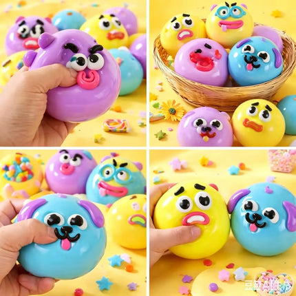 Popular New Creative Dog Facechanging Kneading Soothingball Soft Rubber Breathable Toy Children's and Adult Stressrelieving Tool