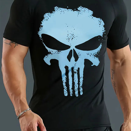 Skull Print Men's T-Shirt Summer Casual Wear for Men Sports Fitness Short-Sleeve T-Shirt for Men Streetwear Fashion Top for Men