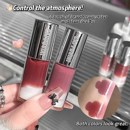 Cappuvini Berry Snow Gradient Lip Gloss Mirror Moisturizing for Plump Lips Long-Lasting Makeup Lip Glaze