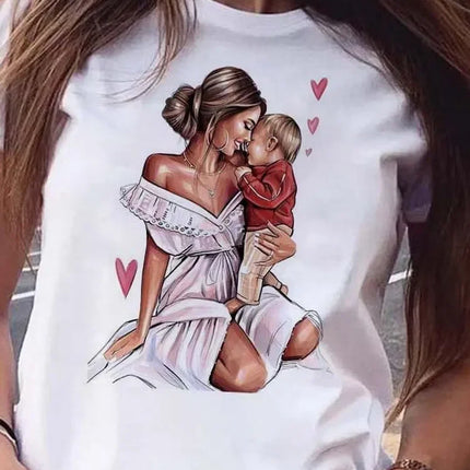 Cartoon Mom Son Daughter Printed Kids T-Shirt Summer Casual Harajuku Girls Boys Short Sleeve Fashion Cotton Children Clothes Tops