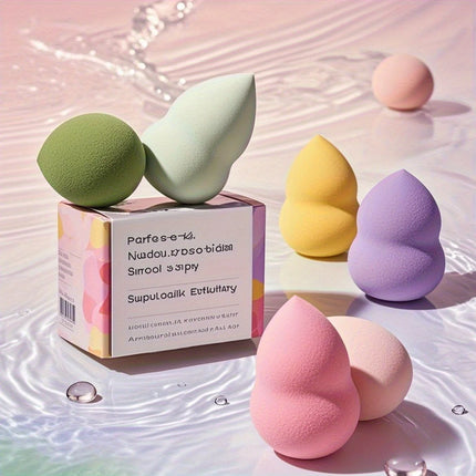 8Pcs Hydrophilic Makeup Sponge Set - Assorted Shapes & Powder Foundation | Non-Latex Flawless Application Professional Kit