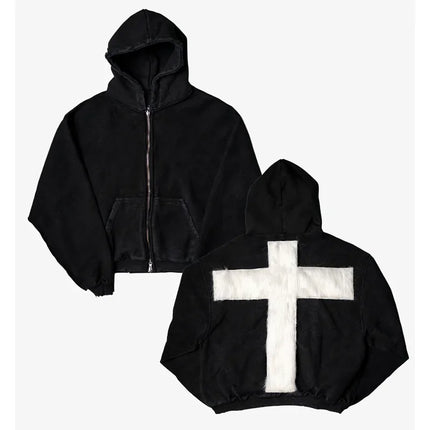 Europe, America, autumn and winter high street fashion warm hooded sweater letter printing personalized street Y2K loose sweater